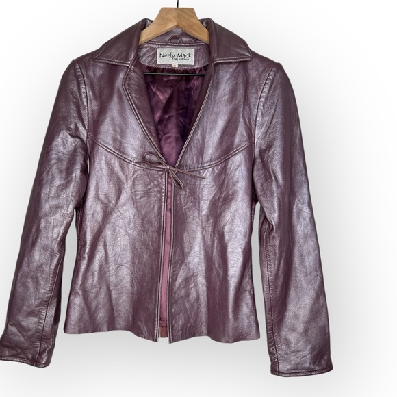 Vintage 90’s Metallic Purple Lamb Leather Jacket - Picture 1 of 13